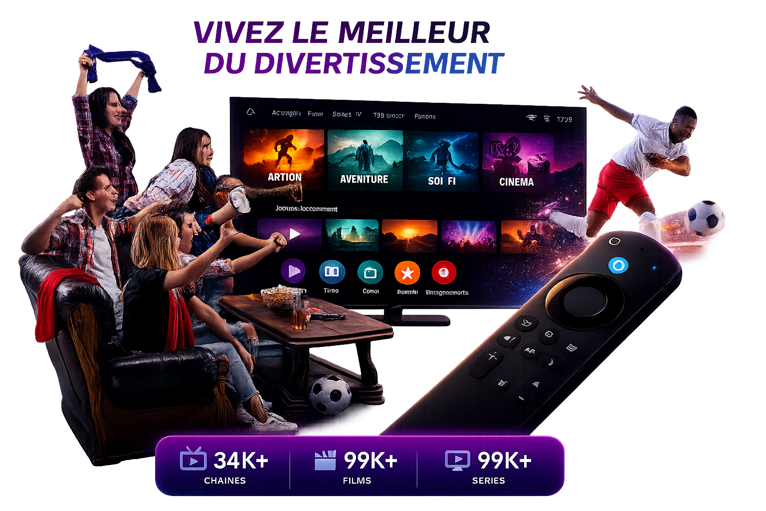 Abonnement IPTV avec chaînes TV, films et séries en streaming HD et 4K